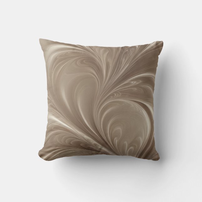 Cream Swirl - Soft Beige Abstract Flowing Design Throw Pillow (Front)