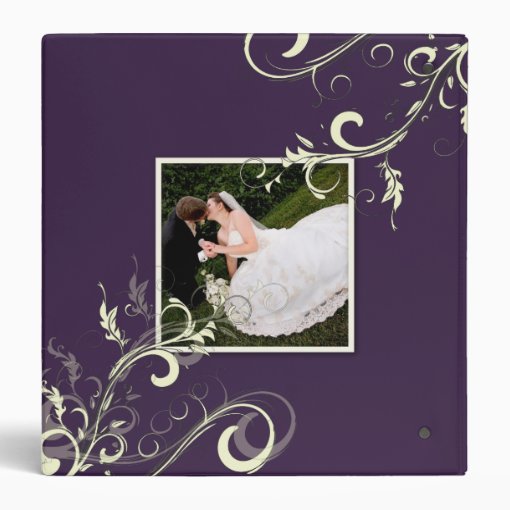 Cream Swirls, Plum Wedding Binder Photo | Zazzle