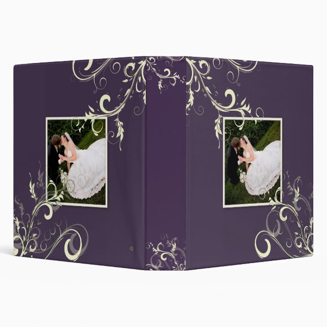 Cream Swirls, Plum Wedding Binder Photo (Background)