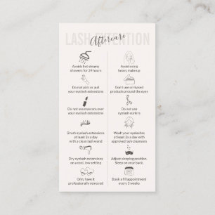 Cream Tan Beige Lash Extension Aftercare Business Card