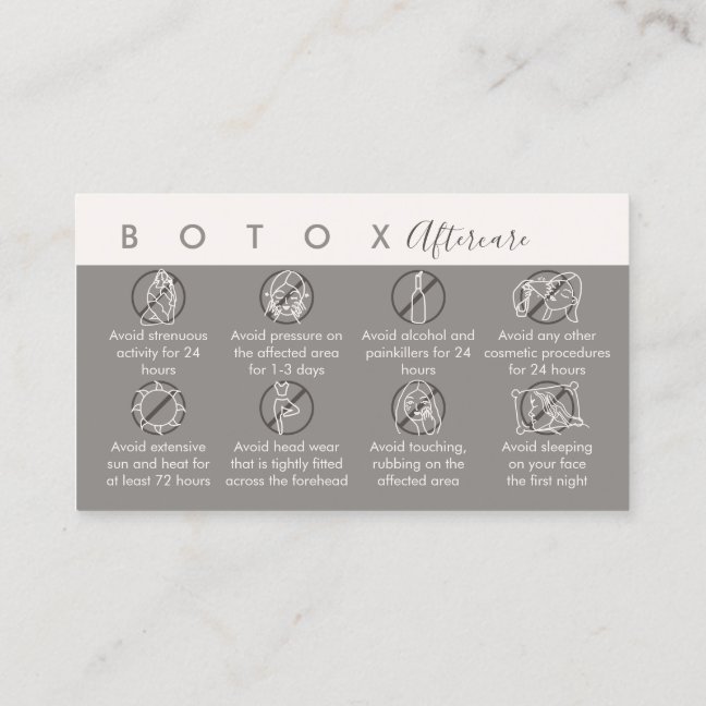 Cream Tan Botox Aftercare Instructions Business Card