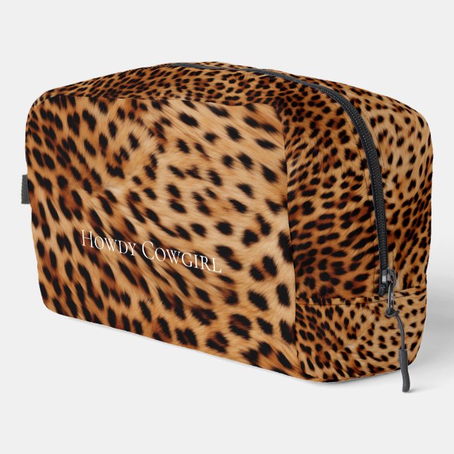 Cream Tan Brown Leopard Print Dopp Kit (Right Corner)
