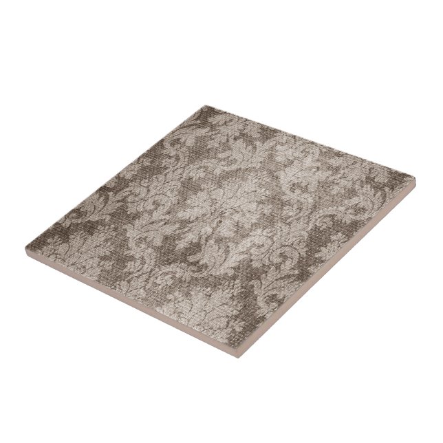 Cream, Tan Damask Tile (Side)