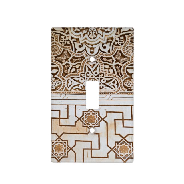 Cream & Tan Moroccan Light Switch Cover (Front)