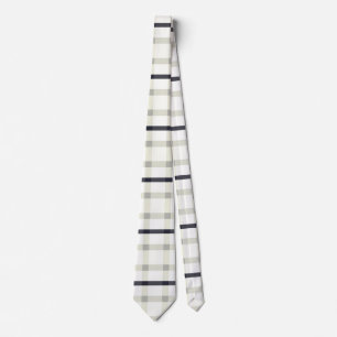 Cream Tartan in Gray and Black Neck Tie