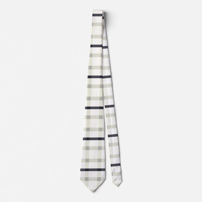 Cream Tartan in Gray and Black Neck Tie (Front)