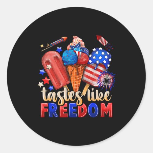 Cream Tastes Like Freedom 4th July American Flag  Classic Round Sticker