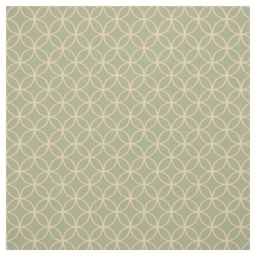 Cream Tea Circles on Sage Green Fabric