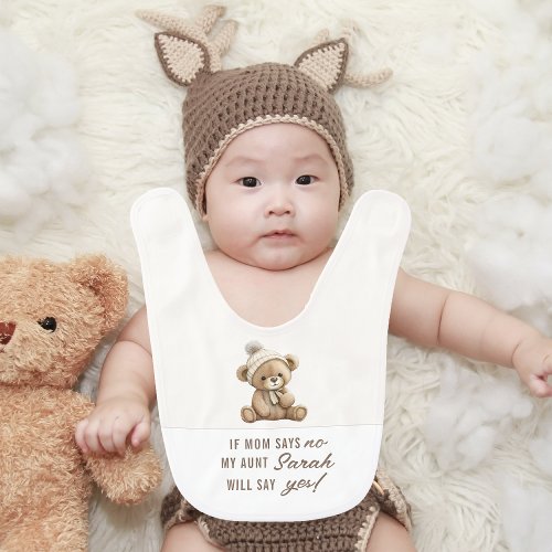 Cream teddy bear baby boy shower present baby bib