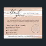 Cream Thank you Washing Care Instructions Flyer<br><div class="desc">Cream Thank you Washing Care Instructions</div>