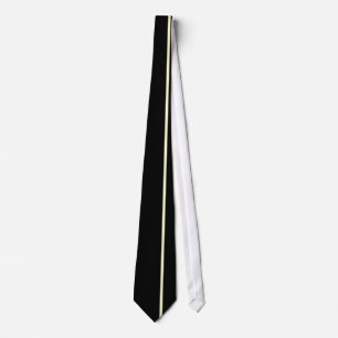 Cream Thin Vertical Line on Black Offset Right Neck Tie