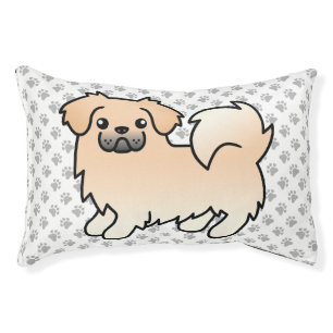 Cream Tibetan Spaniel Cute Cartoon Dog & Paws Pet Bed