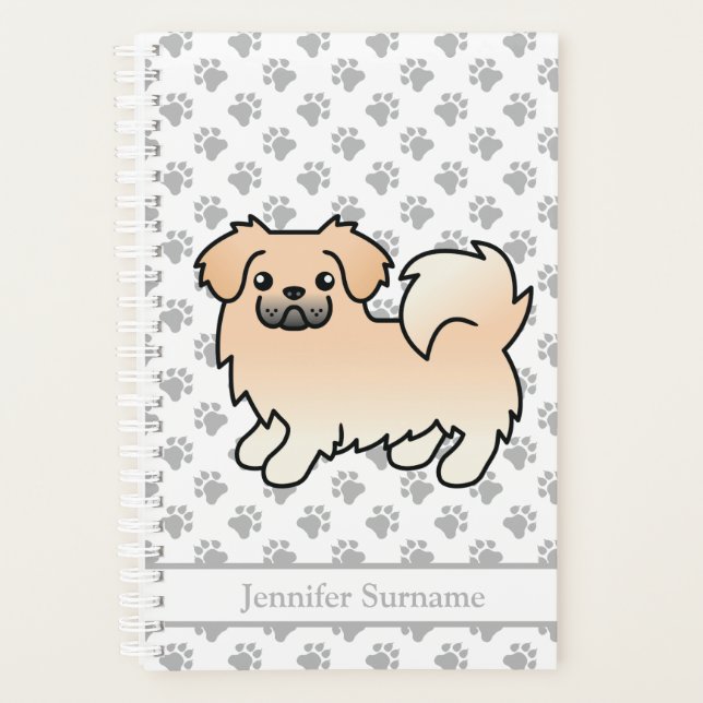 Cream Tibetan Spaniel Cute Cartoon Dog & Text Planner (Front)
