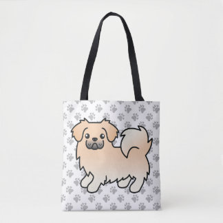 Cream Tibetan Spaniel Cute Cartoon Dog Tote Bag