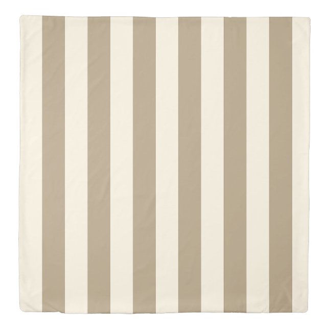 Cream Tofu Khaki Oyster Stripe Duvet Cover (Front)
