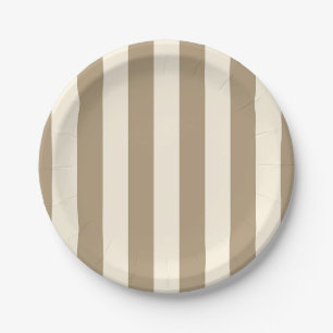 Cream Tofu Khaki Oyster Stripe Paper Plates