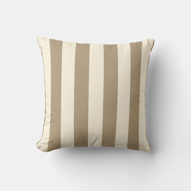 Cream Tofu Khaki Oyster Stripe Throw Pillow (Front)
