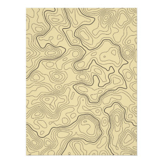 Cream Topographic Map Wall Poster