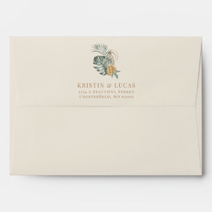 Cream Tropical Oasis Monstera Papas Wedding Envelope