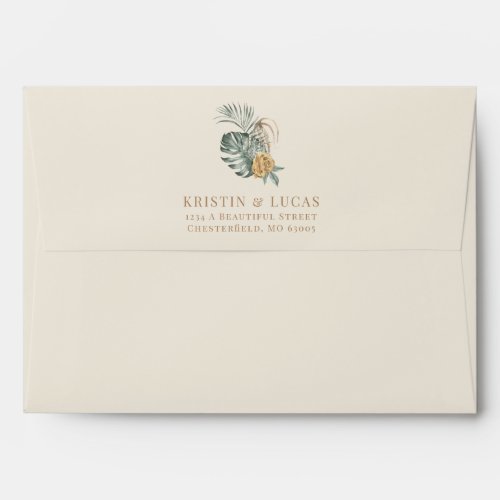 Cream Tropical Oasis Monstera Papas Wedding Envelope