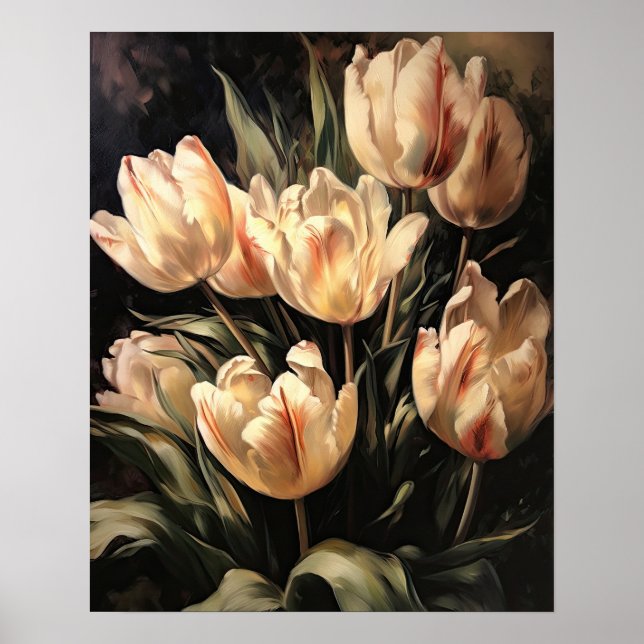Cream Tulip Flowers Art Print Poster (Front)