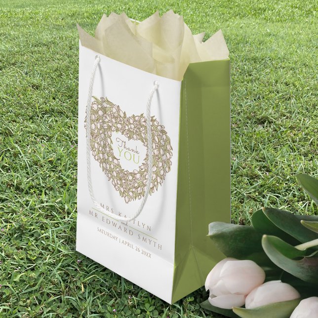 Cream tulip heart art thank you wedding favor small gift bag (Creator Uploaded)