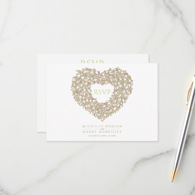 Cream tulip monogram meal option wedding event RSVP card (Front/Back In Situ)