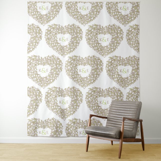 Cream tulips monogram wedding backdrop (In Situ)