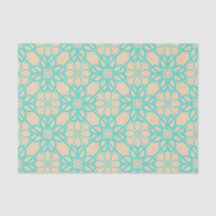 Cream Turquoise Modern Prairie Garden Folk Lattice