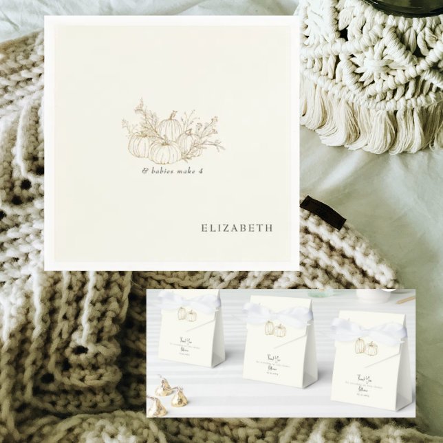 Cream Twins & Babies Make 4 Pumpkins Shower Napkins (Creator Uploaded)