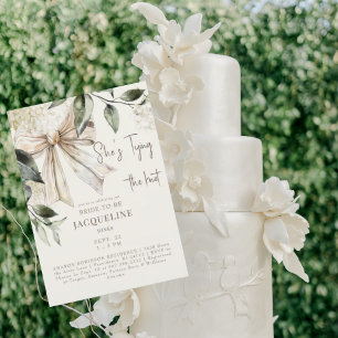 Cream Tying the Knot Bow Wedding Shower Invitation
