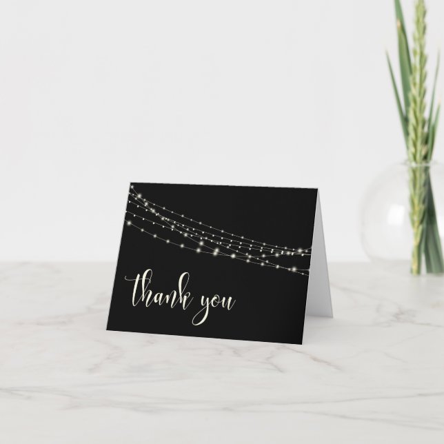 Cream Typography 30 Black Light String Thank You 1 Card (Front)