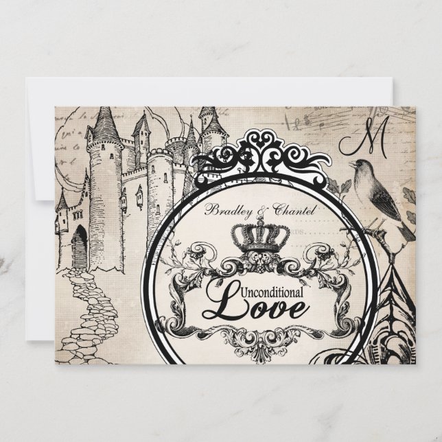 Cream Unconditional Love 5x7 Wedding Invitation (Front)