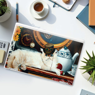 Cream Victorian Steampunk Cat Tea Party Submarine HP Laptop Skin