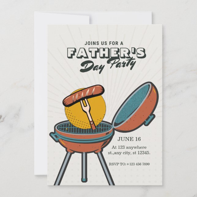 Cream Vintage Father's Day Grill Party Invitation (Front)