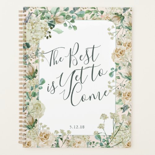 Cream Vintage Watercolor Floral Wedding Journal Planner