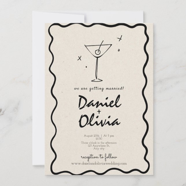 Cream Vintage Wedding Invitation (Front)