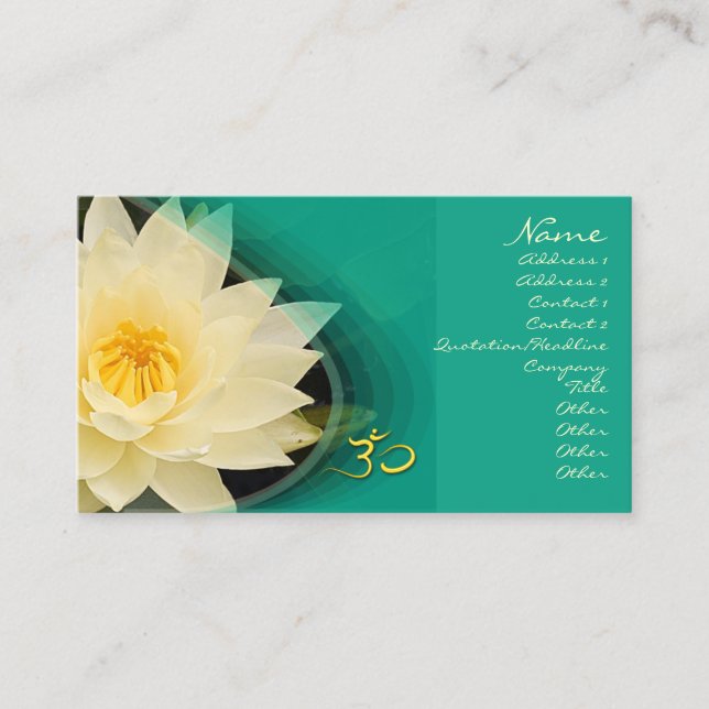 Cream water lilly, om Business card (Front)