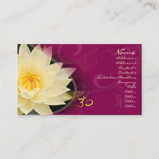 Customizable Cream water lilly, om Business card