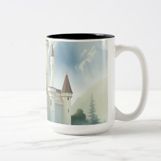 Cream Watercolor Castle with Vines Two-Tone Coffee Mug