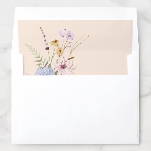 Cream  Watercolor Spring Wildflowers Chic Wedding Envelope Liner
