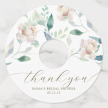 Cream Watercolor Thank You Floral Wine Glass Tags