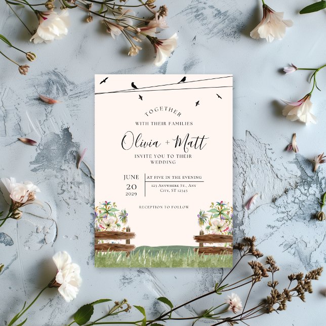 Cream Watercolor Wedding Invitation (Creator Uploaded)