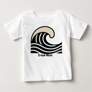 Cream Wave Crest on Black – Minimal Ocean Line Art Baby T-Shirt
