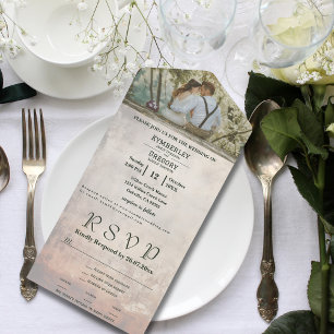 Cream Weathered Whitewash Texture Couple Photo All In One Invitation
