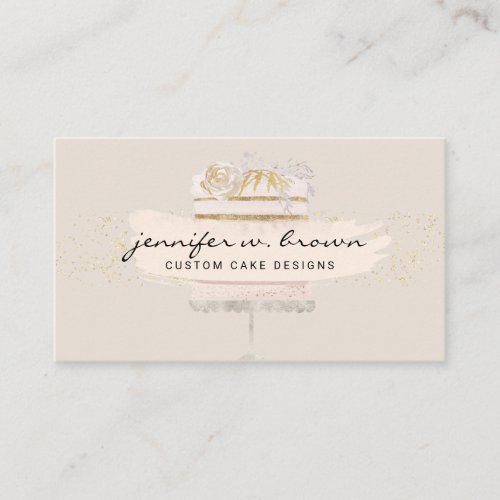 Cream wedding cake bake shop pastry chef service business card
