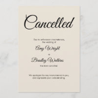 Cream Wedding Cancelled Announcement Card