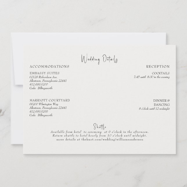 Cream Wedding Details Enclosure Invitation (Front)