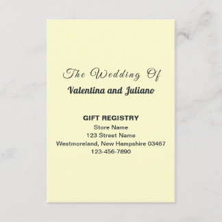 Cream Wedding Gift Registry Portrait Enclosure Card