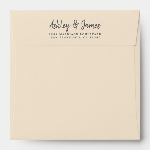 Cream Wedding Return Address Square Envelope